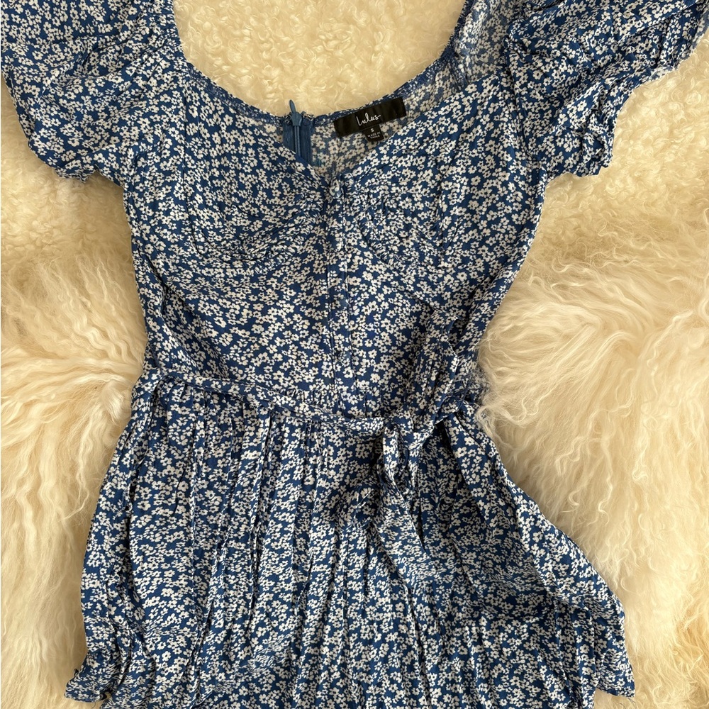 Lulu's Blue Floral Jumpsuit